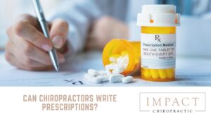 a doctor writing a prescription with two prescription bottles in the foreground